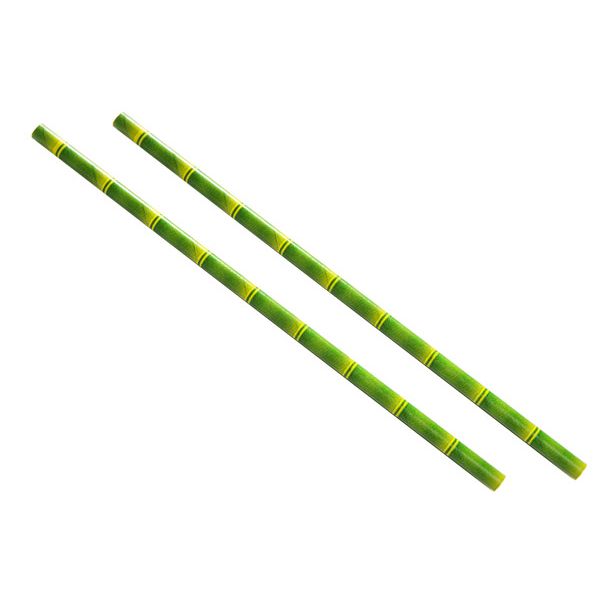 Bamboo Design Paper Straws 8" (20cm) 6mm Bore