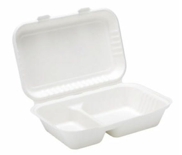 Bagasse 2 Compartment Takeaway Box 9 x 6”