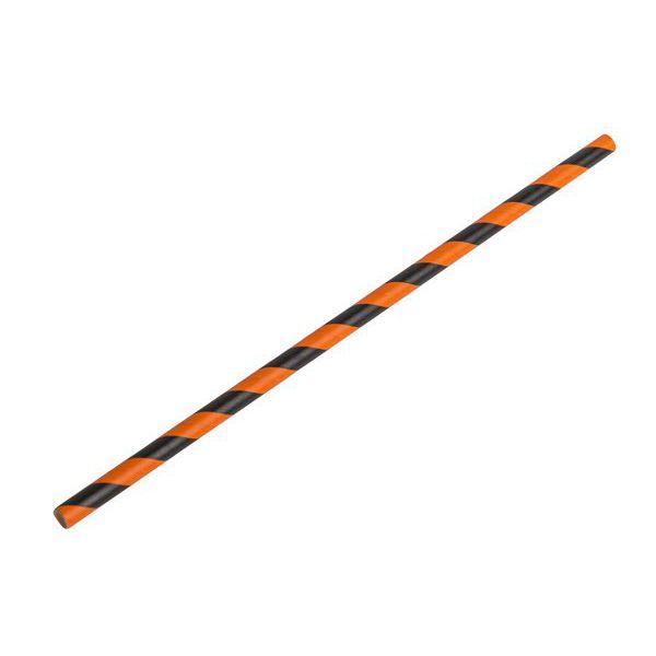 Black and Orange Striped Paper Straws 8" (20cm) 6mm Bore