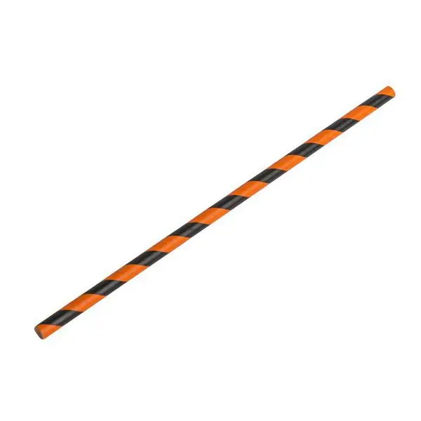 Black and Orange Striped Paper Straws 8" (20cm) 6mm Bore 1 Black and Orange Striped Paper Straws