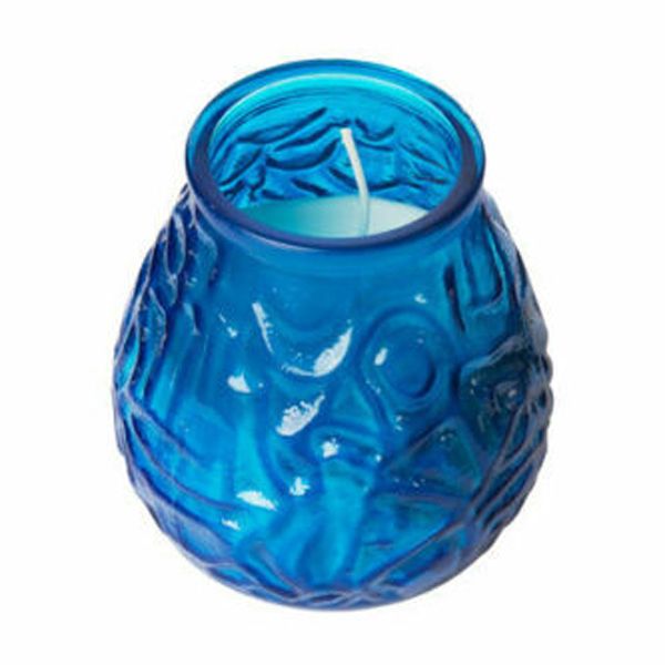 Blue Low Boy Candles with 70 Hour Burn Time - Wax Filled Glass Jar