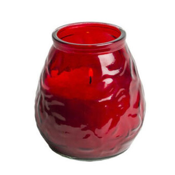 Red Low Boy Candles with 70 Hour Burn Time - Wax Filled Glass Jar