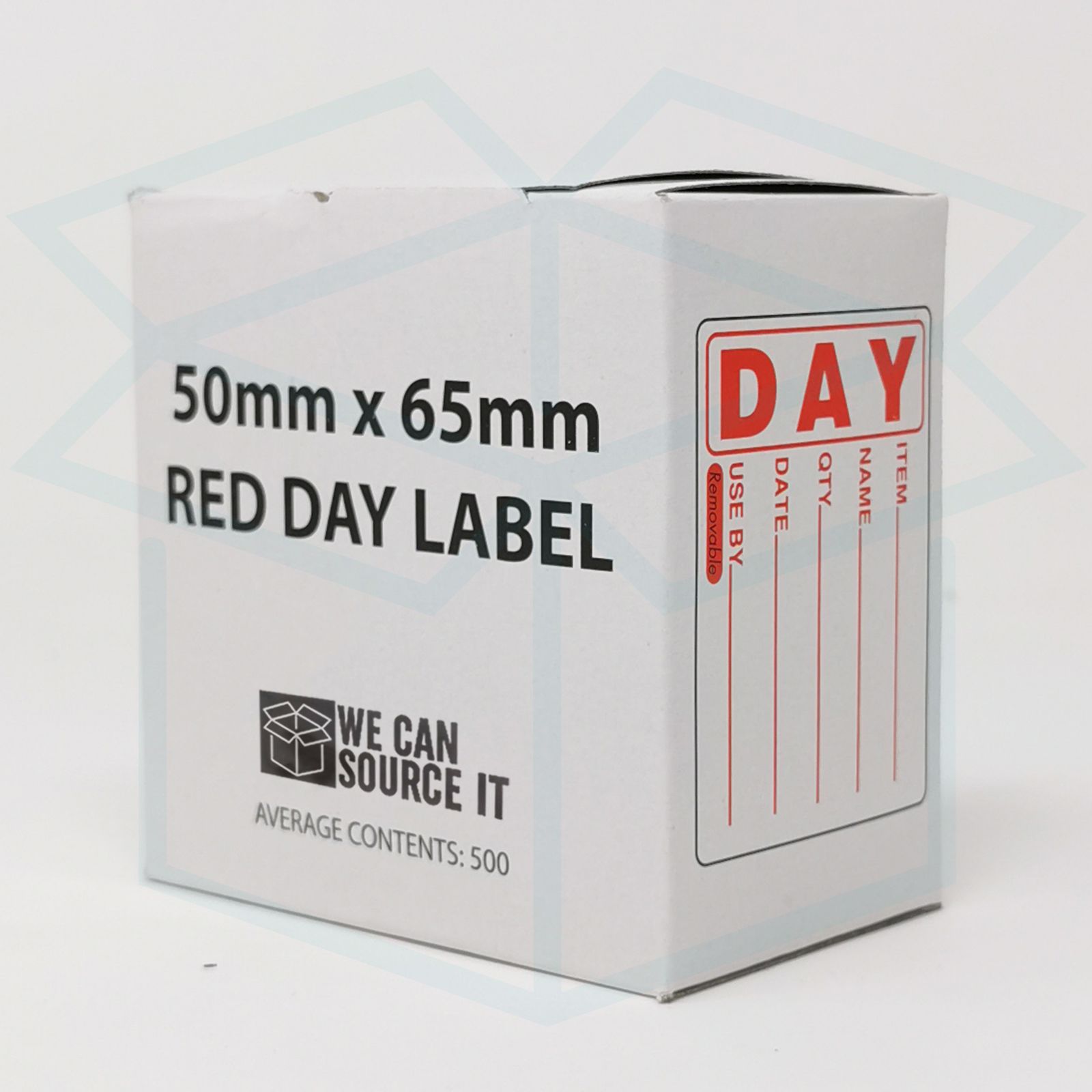 Red Square Day Labels (500 per roll) 3 Red Square Day Labels (500 per roll) - Image 3