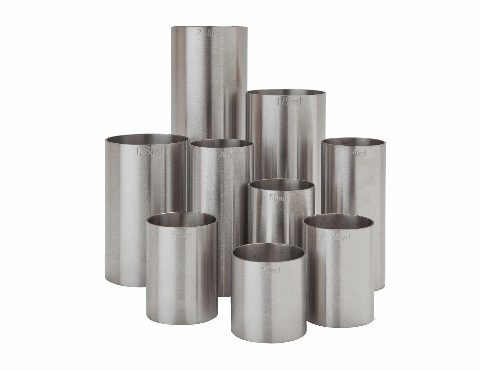 Stainless Steel Thimble Spirit Shot Measures 25/35/50/125/175/250 ml and Sets