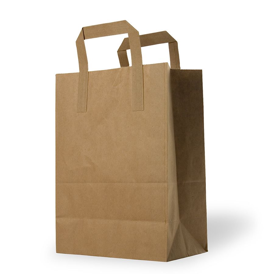 METAPRINT 50 Pack Small Brown Paper Gift Bags With Handles, 5.8"x3.2"x8.25" Kraft