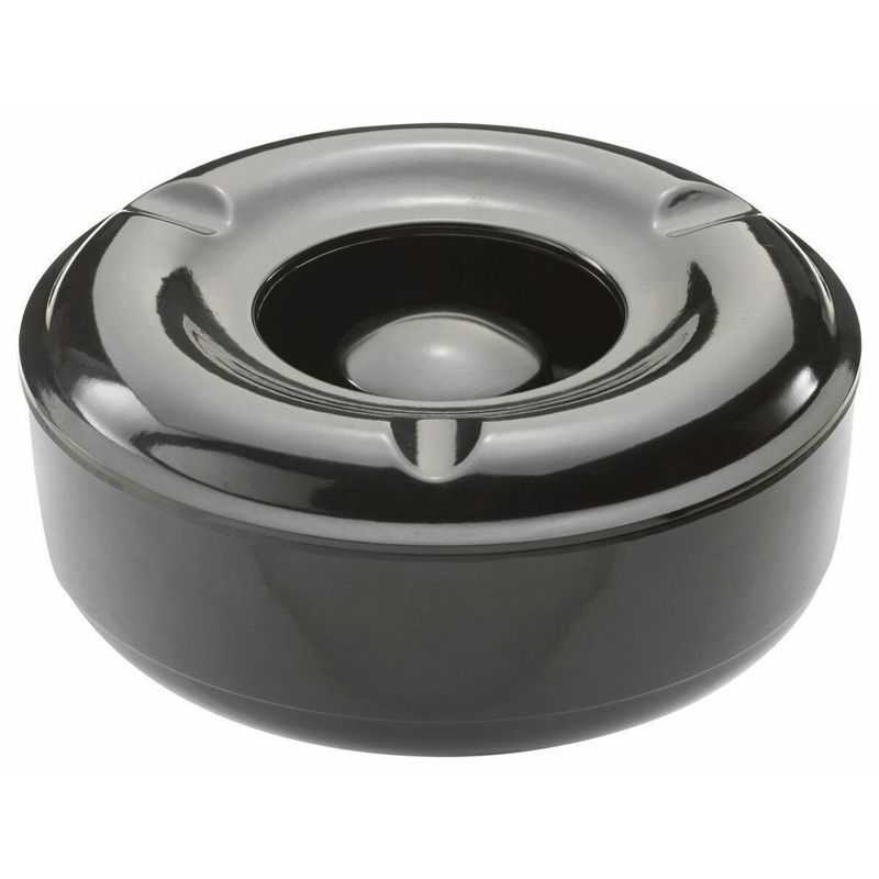 Windproof Black Melamine 5.75" Cigarette Ashtray Pub Outdoor Ashtray