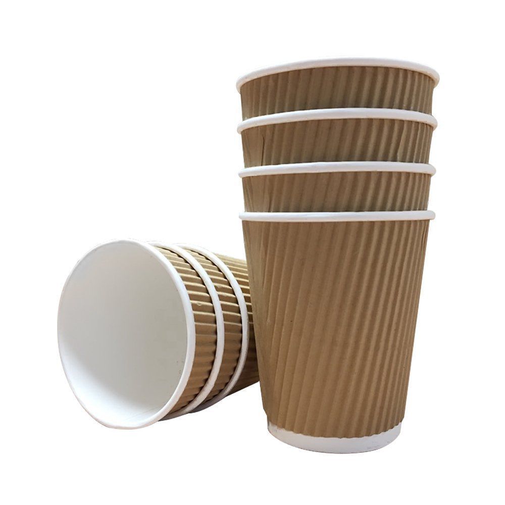 200 x Kraft 4oz Ripple 3 Ply Insulated Paper Cups for Tea Coffee Espresso Hot Drinks We Can Source It Ltd 