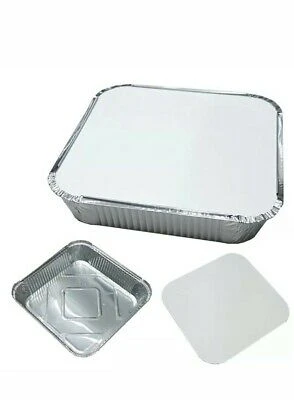 No 9 Aluminium Foil Food Containers & Card Lids 1 No 9 ALUMINIUM FOIL FOOD CONTAINER