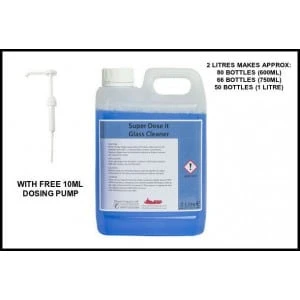 2L Concentrated Glass and Mirror Cleaner Dosing Bottle and Free 10ml Dosing Pump 1 glass cleaner