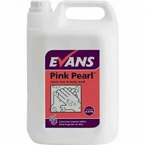 Evans Vanodine Pink Pearl Hand Soap and Body Wash Shampoo 5L 1 pink hand soap