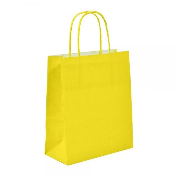 Yellow Paper Carrier Bags with Twisted Paper Handles Size 20 x 18 x 8