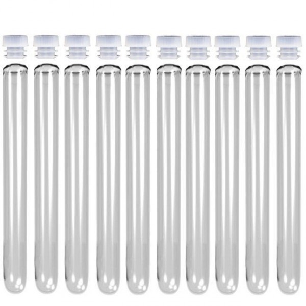 neutre Hauteur 15 cm Plastic Test Tubes Lot de 100 tubes à essais avec capuchons 150 mm Volume 20 ml par tube 