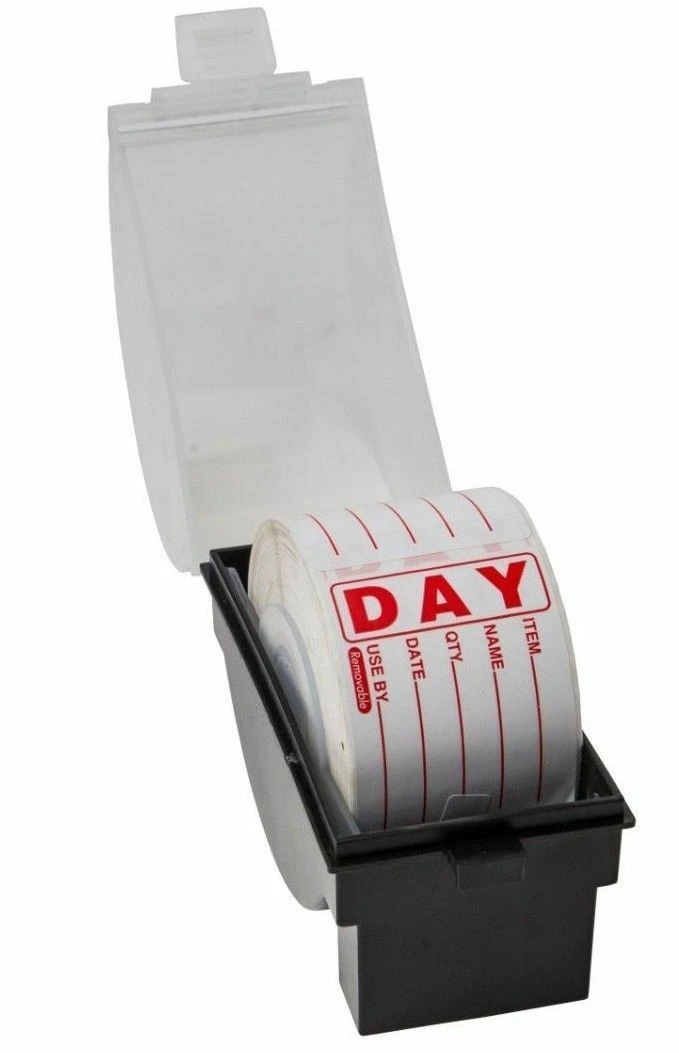 Dispenser & Red Prepped Food Date Labels Combo 1 Dispenser & Red Prepped Food Date Labels Combo