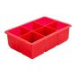 6 Cavity Red Silicone Ice Cube Mould