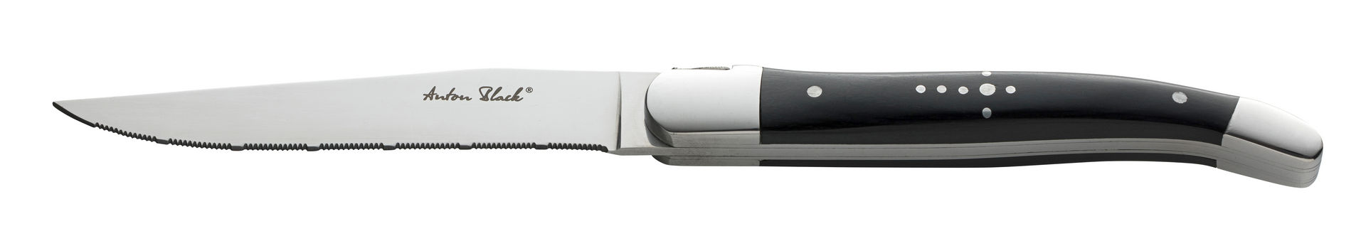 Laguiole Black Handled Steak Knife - Serrated Edge - Pack of 12