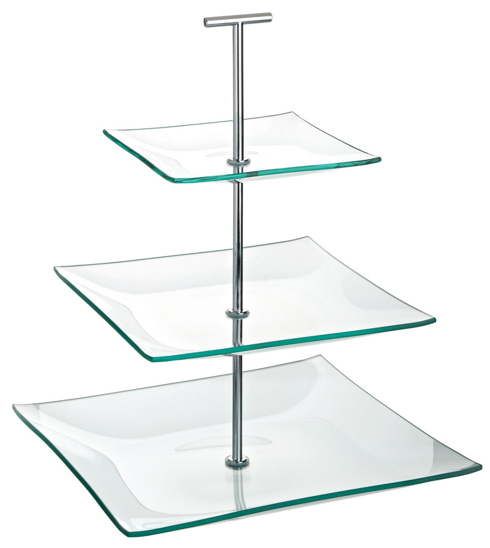 Aura 3 Tiered Square Glass Plate 9.75, 8, 5.75" - Pack of 1