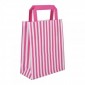 Pink Striped Flat Handled Paper Bags