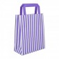 Purple Striped Flat Handled Paper Bags
