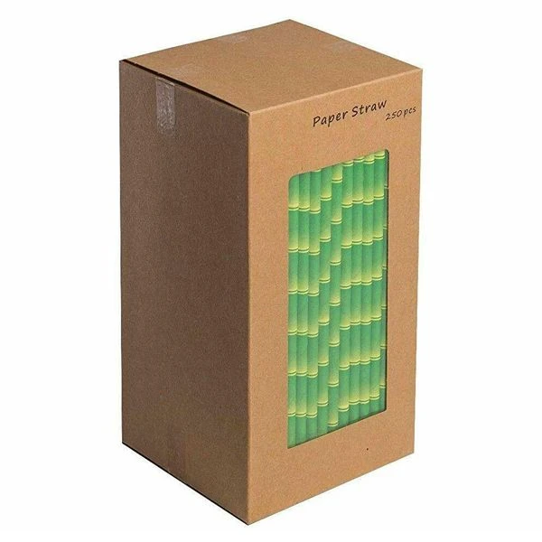 Bamboo Paper Straws Design 8" Biodegradable Compostable 6mm Bore 20cm 
