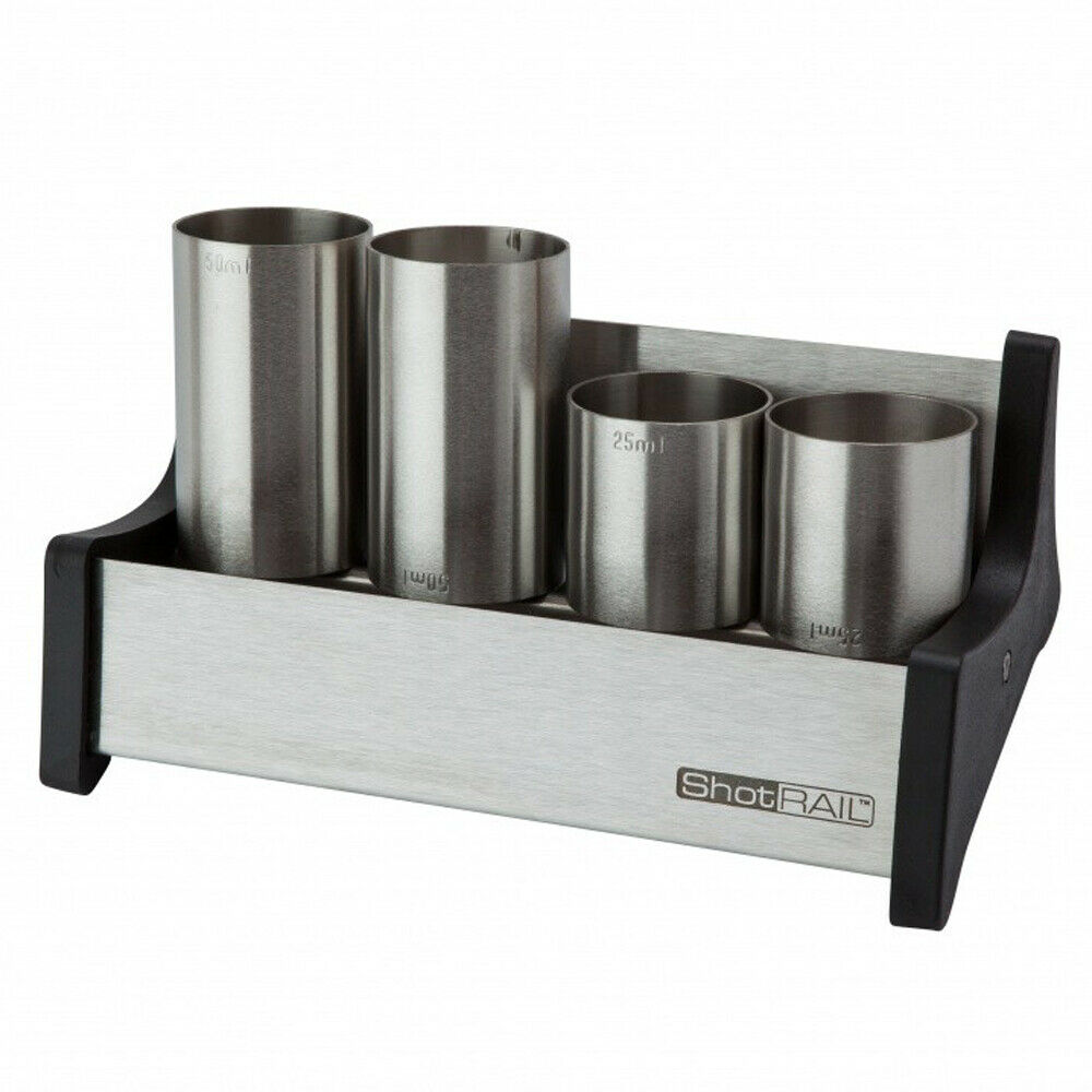 Stainless Steel Shot Rail plus 2 x 25ml & 2 x 50ml Measures 1 Shot Rail
