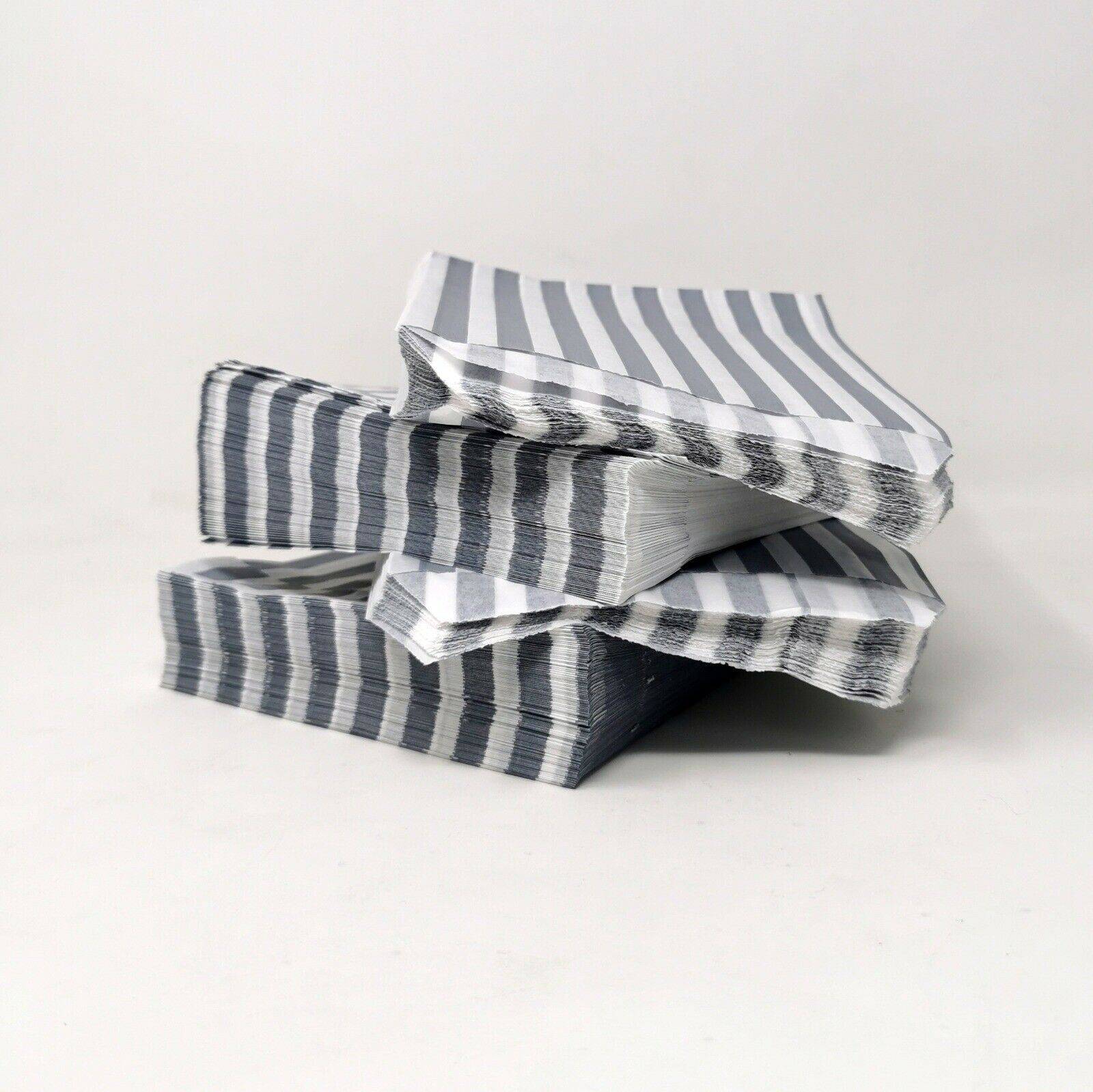 Grey Candy Stripe Paper Sweet Bag 5x7