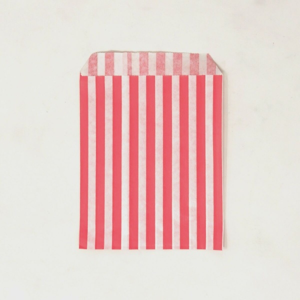 Bag It Plastics Red Candy Stripe Paper Sweet Bags 5 x 7 Pack of 50