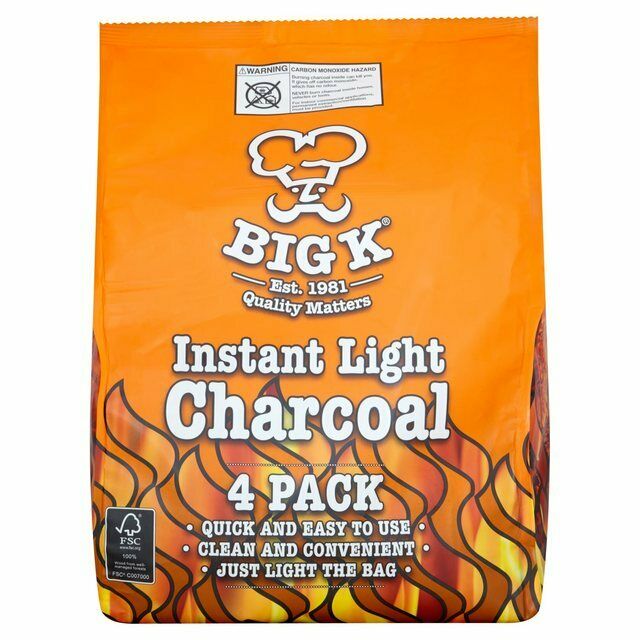 Big-K Instant Lighting Charcoal 4kg (4 x 1kg bags)
