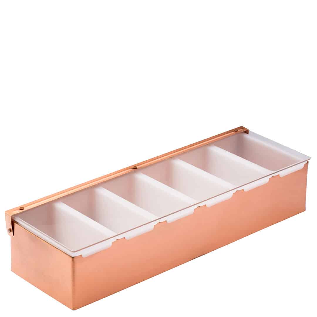 Copper Condiment Holder - 6 Inserts 17.5" (44.5cm) 1 bar condiment holder