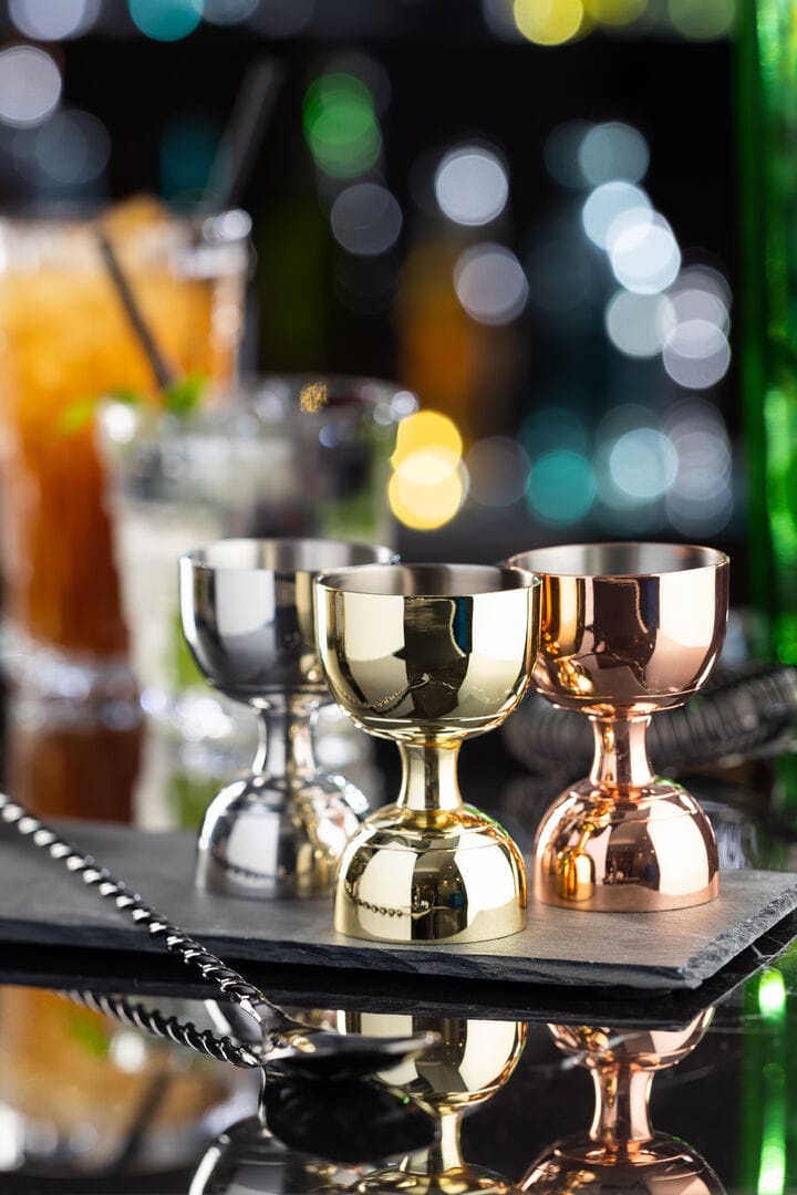 Gold Round Bulb Jigger 25ml/50ml - Pack of 6 2 Gold Round Bulb Jigger 25ml/50ml - Pack of 6 - Image 2