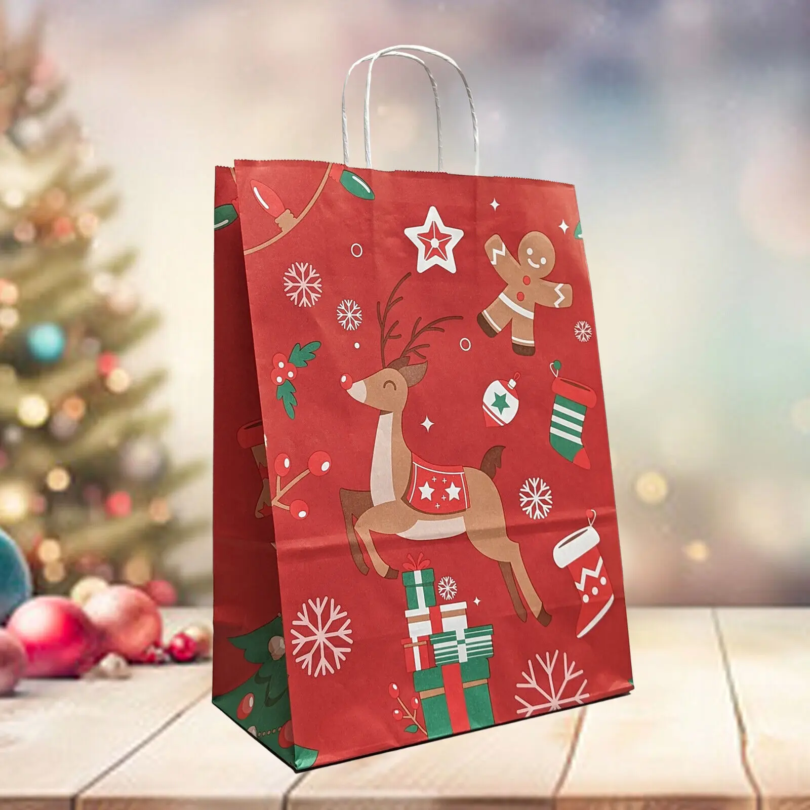 Christmas Design Paper Bags With Twisted Handles - Red 1 Paper bags