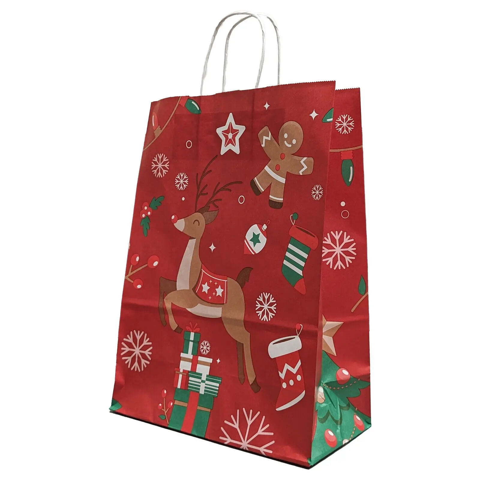 Christmas Design Paper Bags With Twisted Handles - Red 4 Christmas Design Paper Bags With Twisted Handles - Red - Image 4