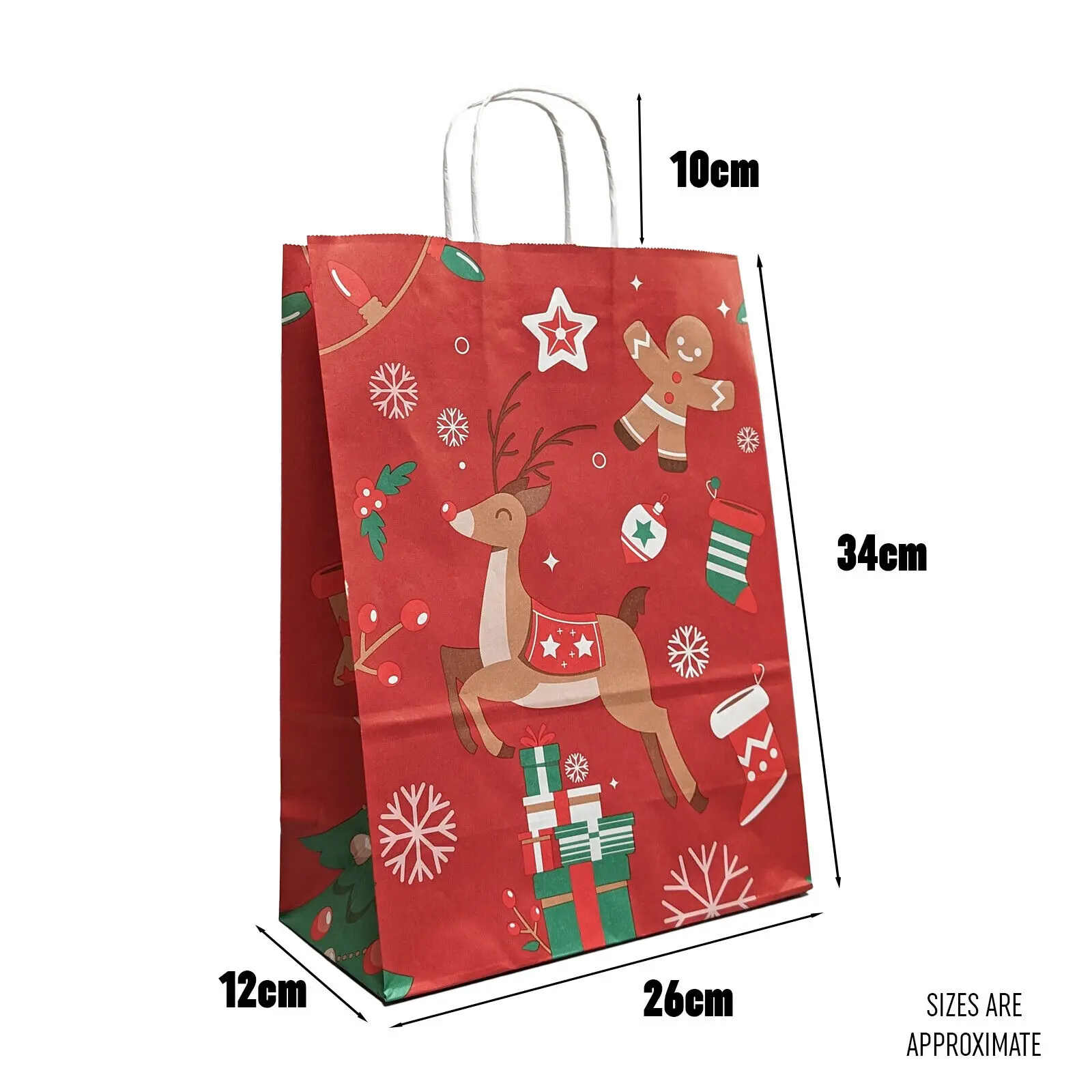 Christmas Design Paper Bags With Twisted Handles - Red 3 Christmas Design Paper Bags With Twisted Handles - Red - Image 3