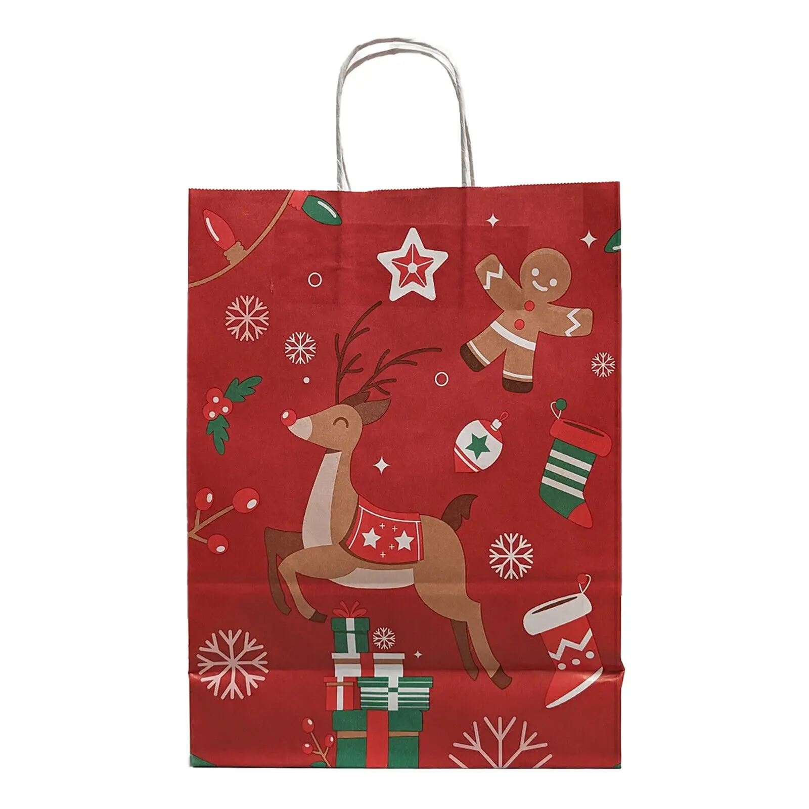 Christmas Design Paper Bags With Twisted Handles - Red 6 Christmas Design Paper Bags With Twisted Handles - Red - Image 6