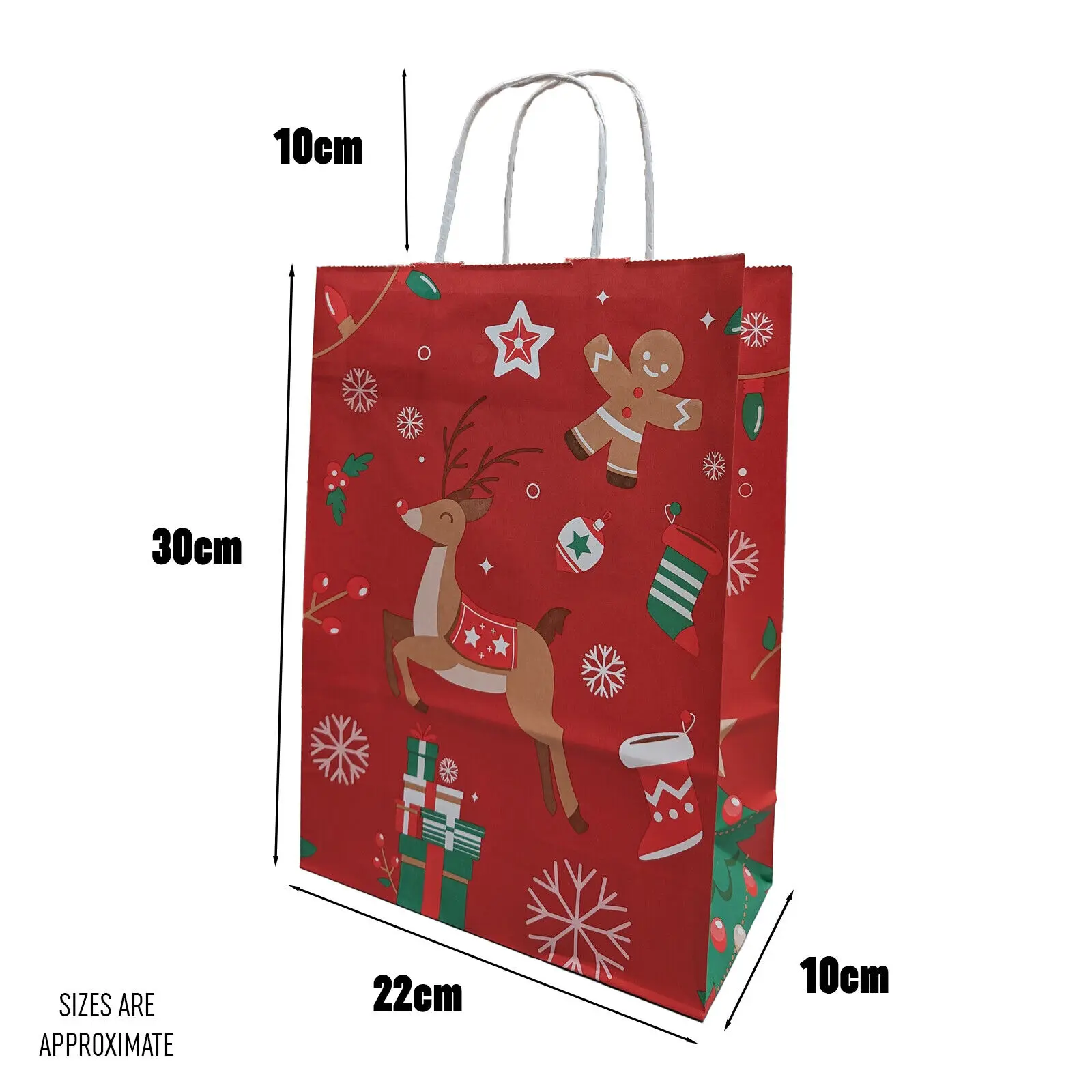 Christmas Design Paper Bags With Twisted Handles - Red 2 Christmas Design Paper Bags With Twisted Handles - Red - Image 2