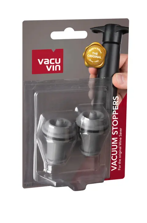 Vacuum Wine Stoppers Grey Set of 2 2 Vacuum Wine Stoppers Grey Set of 2 - Image 2