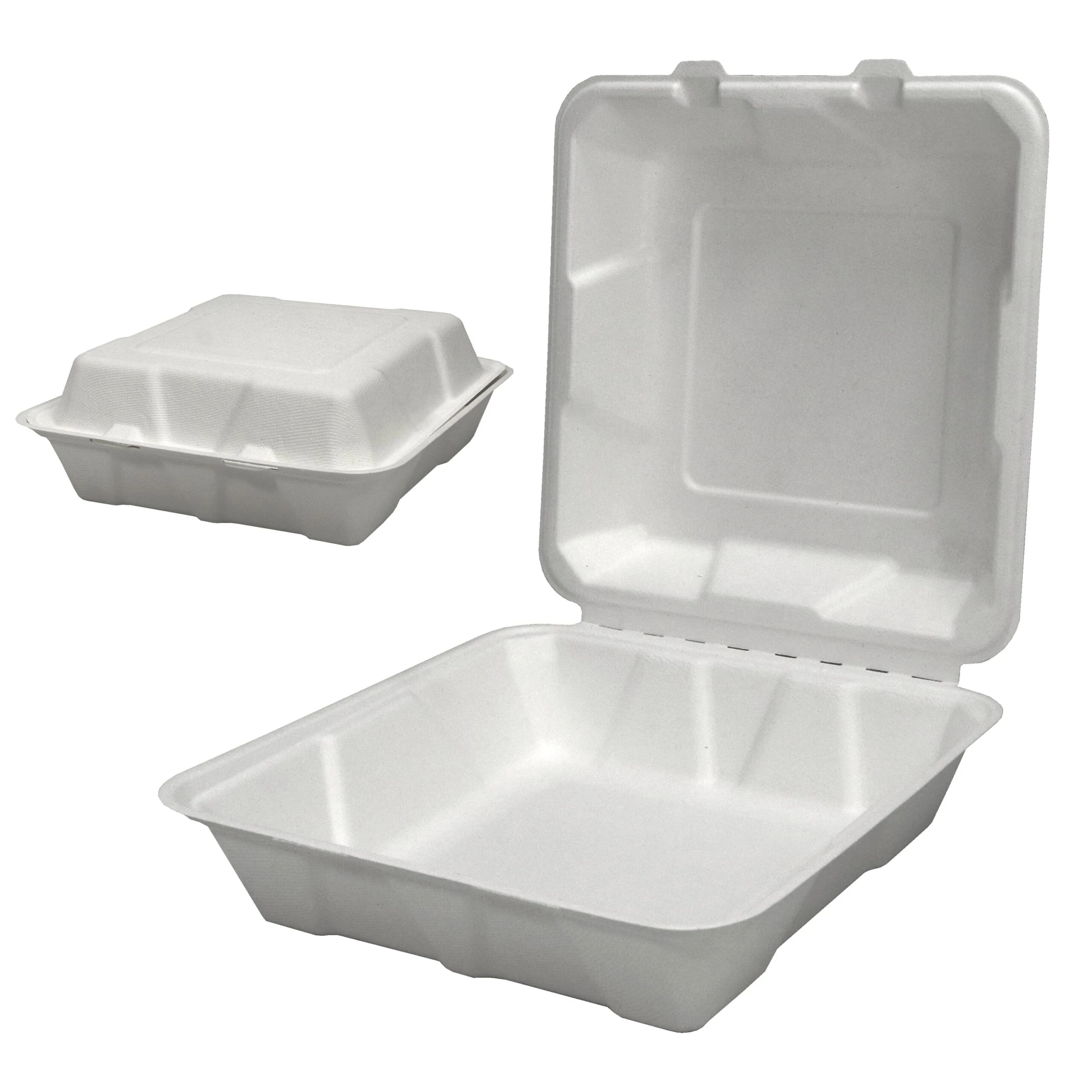 We Can Source It Ltd - 9x9 inch Single Compartment Bagasse Clamshell Food Lunch Box 1 We Can Source It Ltd - 9x9 inch Single Compartment Bagasse Clamshell Food Lunch Box