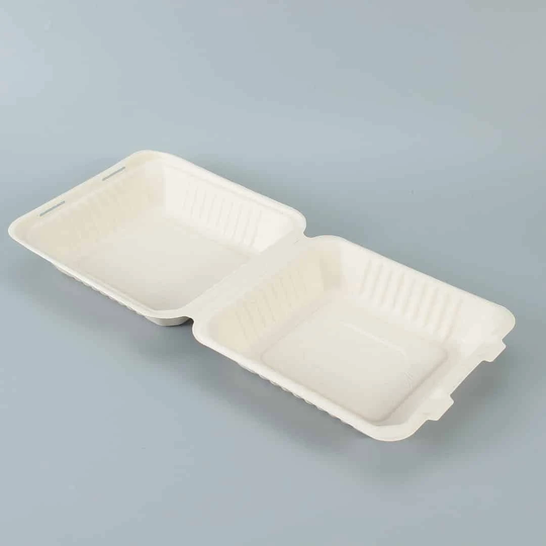 We Can Source It Ltd - 9x9 inch Single Compartment Bagasse Clamshell Food Lunch Box 3 We Can Source It Ltd - 9x9 inch Single Compartment Bagasse Clamshell Food Lunch Box - Image 3