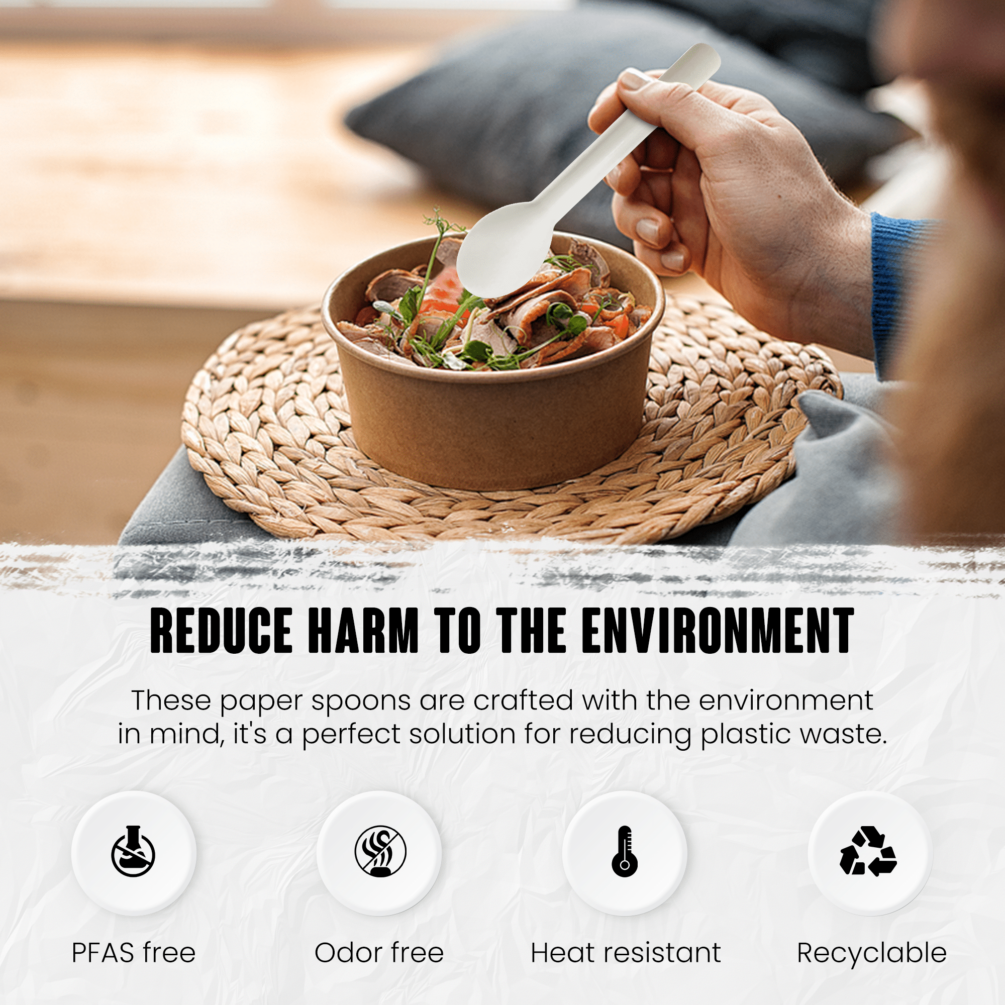 White Paper Spoons - 158mm Durable Disposable Cutlery 3 White Paper Spoons - 158mm Durable Disposable Cutlery - Image 3