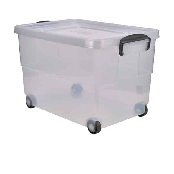 Storage Box 60L W/ Clip Handles On Wheels - Pack of 4