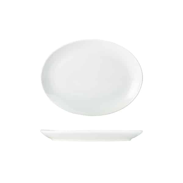 Genware Porcelain Oval Plate 24cm/ 9.5" - Pack of 6