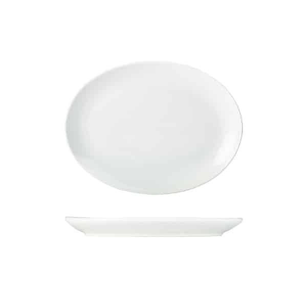 Genware Porcelain Oval Plate 25.4cm/ 10" - Pack of 6