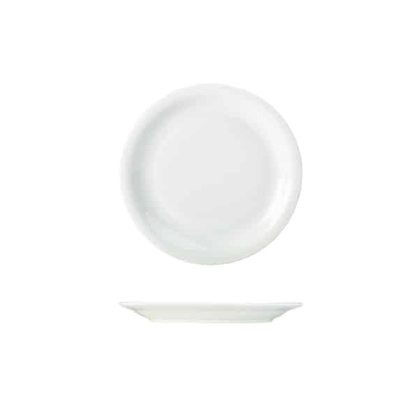 Genware Porcelain Narrow Rim Plate 16cm/ 6.25" - Pack of 6