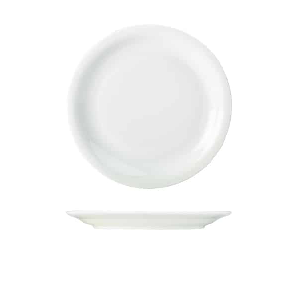 Genware Porcelain Narrow Rim Plate 24cm/ 9.25" - Pack of 6
