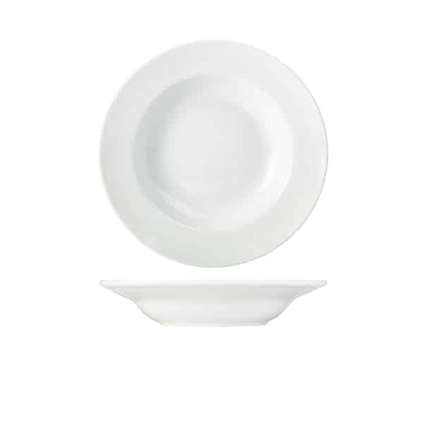 Genware Porcelain Soup Plate/ Pasta Dish 23cm/ 9" - Pack of 6