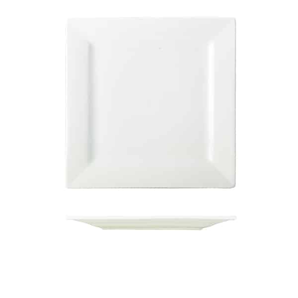 Genware Porcelain Square Plate 26cm/ 10.25" - Pack of 6