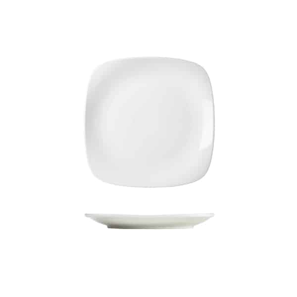 Genware Porcelain Rounded Square Plate 17cm/ 6.5" - Pack of 6