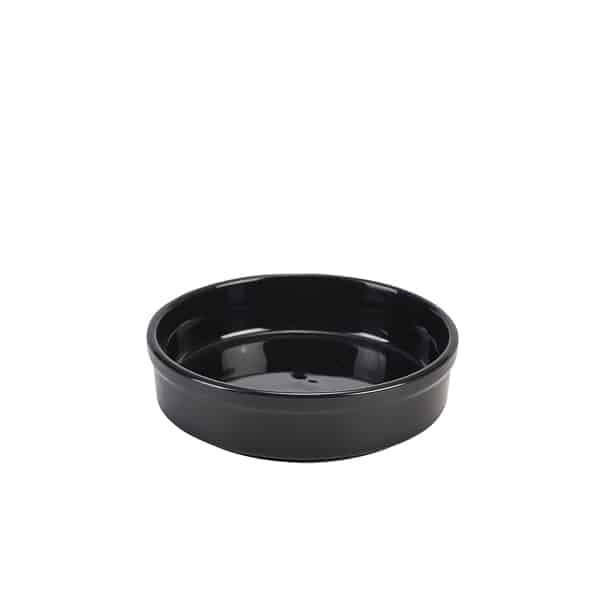 Genware Porcelain Black Round Dish 13cm/ 5" - Pack of 6