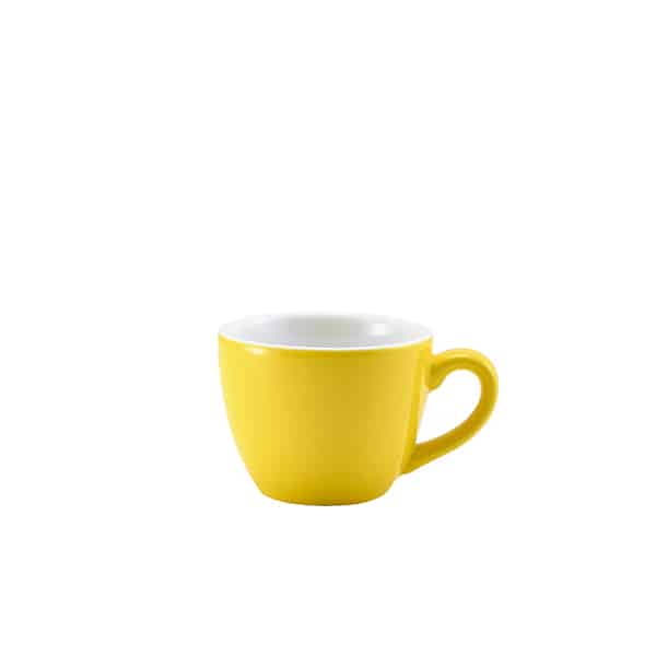 Genware Porcelain Yellow Bowl Shaped Cup 9cl/ 3oz - Pack of 6