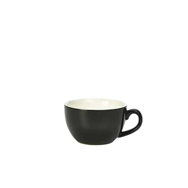 Genware Porcelain Black Bowl Shaped Cup 17.5cl/ 6oz - Pack of 6