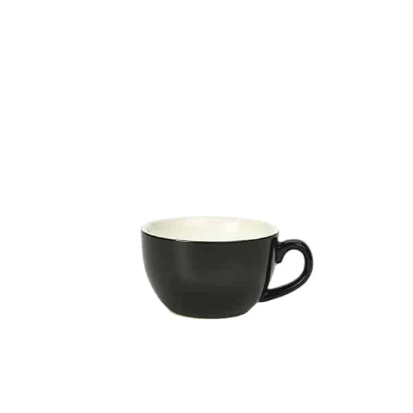 Genware Porcelain Black Bowl Shaped Cup 17.5cl/ 6oz - Pack of 6 1 Genware Porcelain Black Bowl Shaped Cup 17.5cl/ 6oz - Pack of 6